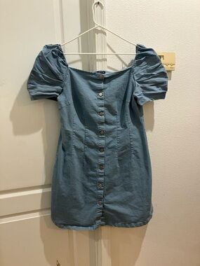 SHEIN Light Blue Denim-Style Mini Dress Size 2XL